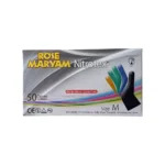 دستکش لاتکس مشکی مدیوم نیتروتکس رز مریم 50 عددی