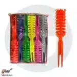 برس مو دو شاخه ای پلاستیکی رنگی 12 عددی